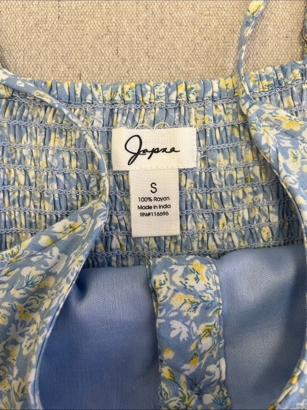 Japra Blue Floral Button Front Midi Dress Pockets Adjustable Straps S - Picture 2 of 13
